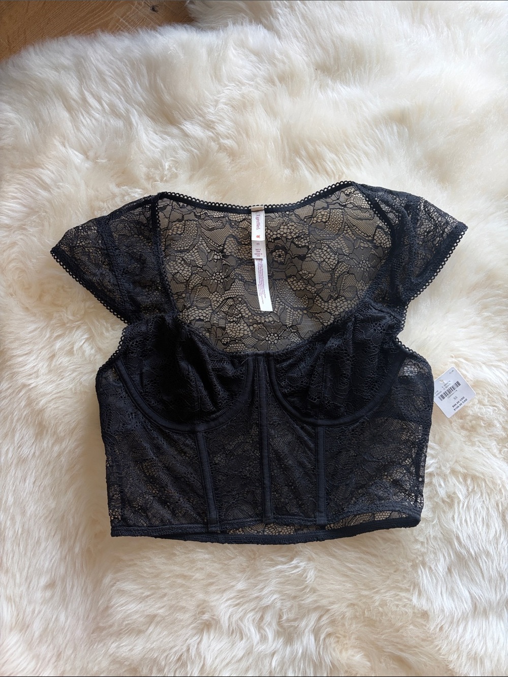 Sheer Black Lace Longline Underwire Bustier Top
